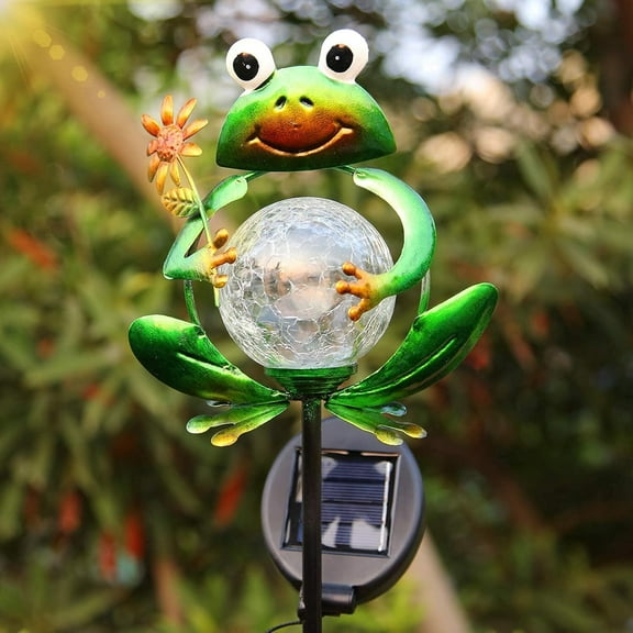 Frog Solar Lights Outdoor Garden Decorative, Solar Frog Outdoor Decor for Garden, Auto ON/Off Solar Powered Stake Lights for Christmas Lawn Ornaments Patio Yard