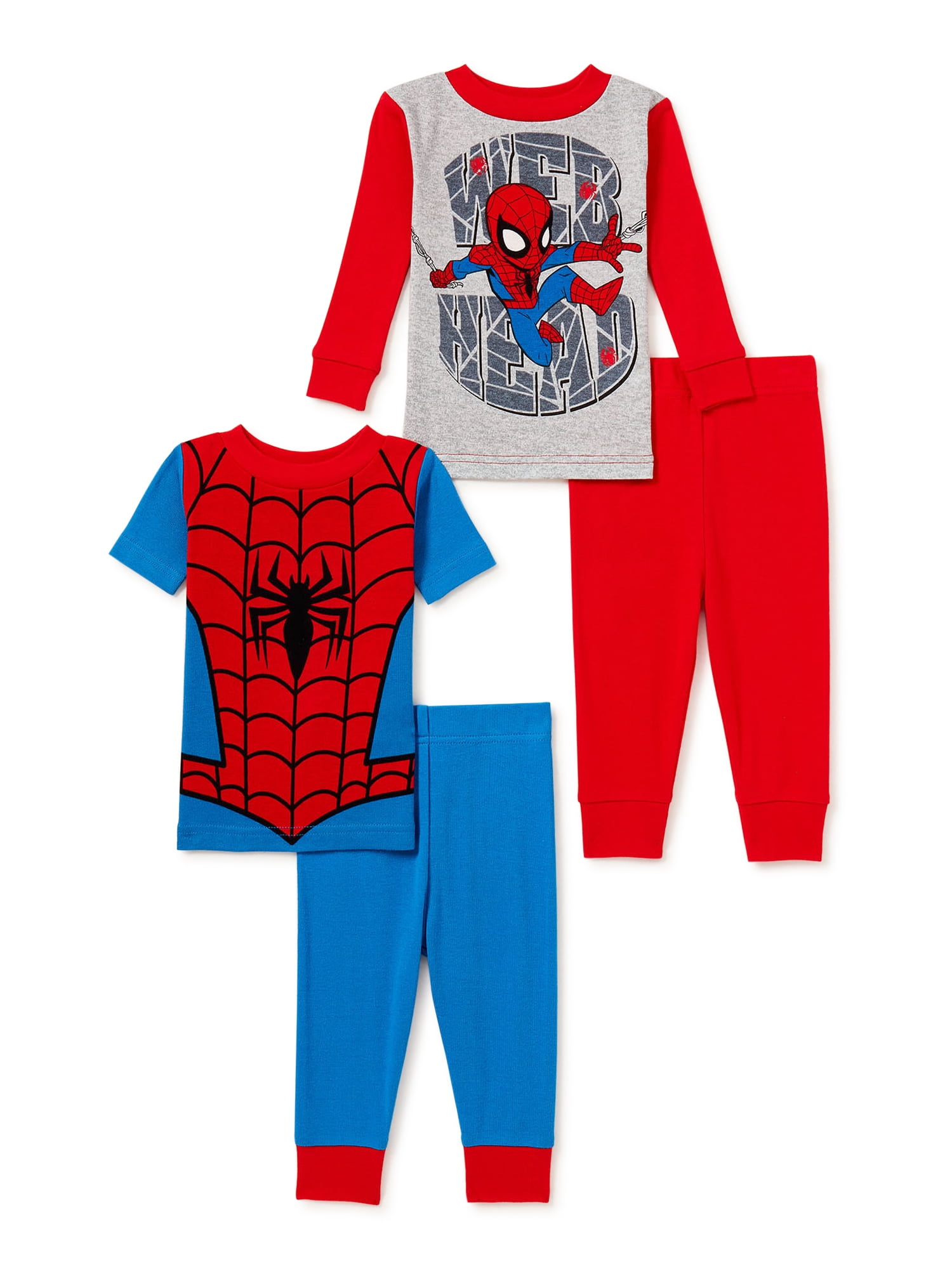 Spiderman Baby and Toddler Boy Pajamas, 4-Piece, Sizes 12M-5T