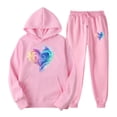 thumbnail image 2 of Feancey Womens Hooded Sweatsuit Set Soft Cute Heart Print Hoodies and Drawstring Sweatpants Two Piece Sets Valentines Day Novelty Tracksuit Outfits Pink XXL, 2 of 6