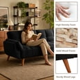 thumbnail image 5 of MIKIBAMA 75" Black 3 Seat Linen Convertible Futon Sofa Bed Tufted Design Adjustable Backrests With Solid Wood Legs for Small Spaces, 5 of 7