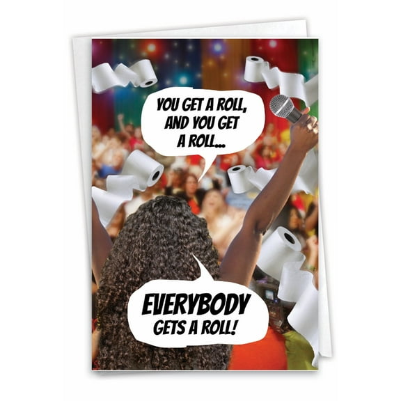 1 Funny Birthday Card with Envelope - Everybody Gets A Roll C3702BDG