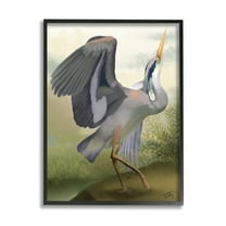 Stupell Industries Crane Dance Landscape Animals & Insects Painting Black Framed Art Print Wall Art, 24 x 30