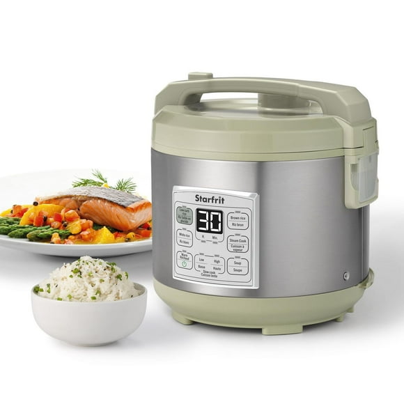 Starfrit Low-Carb Rice Cooker 14-Cup, Reduces Carbs Up To 30%, 7 Preset Functions, Steamer Basket, Non-Stick Pot, Easy Clean, Healthy Cooking, Rice Brown White Soup Steam Slow Cook