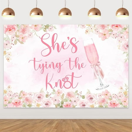 Image of She s Tying the Knot Bachelorette Party Decorations She s Tying the Knot Photography Background Cloth Backdrop Banner for Girls Bachelorette Party Decor Bridal Shower Engagement Wedding Party Supplies