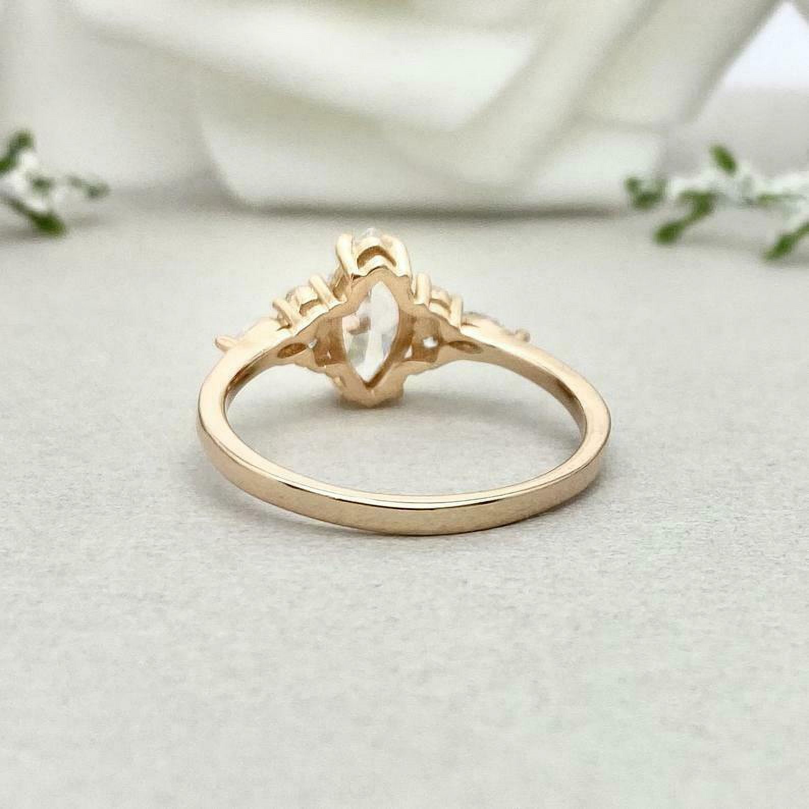 HeartsAndYou 1.4ct Engagement Ring for Women Marquise Cut Moissanite Solitaire Petite 18k Yellow Gold Over Silver