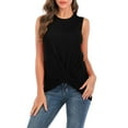 thumbnail image 2 of Sngxgn Women's Sleeveless Tank Top Crewneck Ruched Slim Fitted Crop Tank Tops(Black,XL), 2 of 8