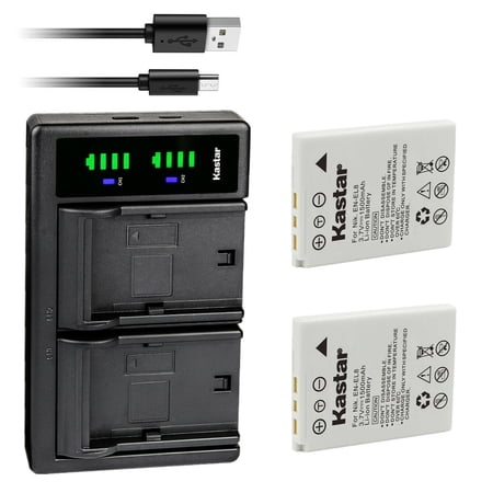 Kastar 2-Pack Battery and LTD2 USB Charger Replacement for Nikon EN-EL8 ENEL8 Battery  Nikon MH-62 Charger  Nikon Coolpix S51c  Coolpix S52  Coolpix S52c  Cool-Station MV-11  Cool-Station MV-12 Camera