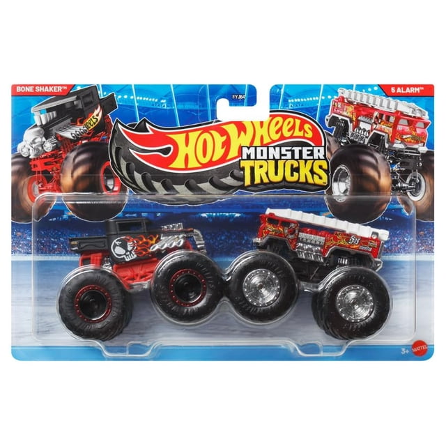 Vehículos de juguete Hot Wheels Monster Trucks Bone Shaker y 5 alarmas