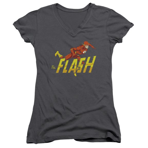 DC Comics Flash 8 Bit Flash Junior Women's V-Neck T-Shirt Black