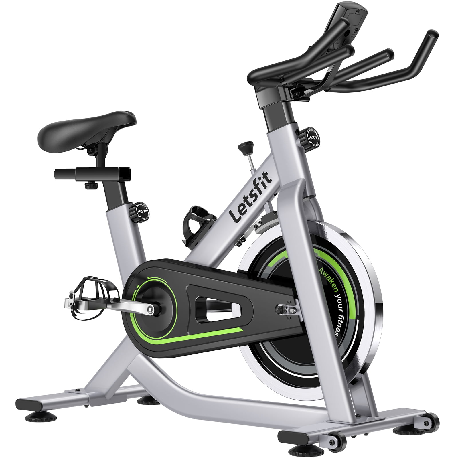 Letsfit AE02 Indoor Exercise Bike, Stationary with Comfortable Seat Cushion, MultiAdjustable