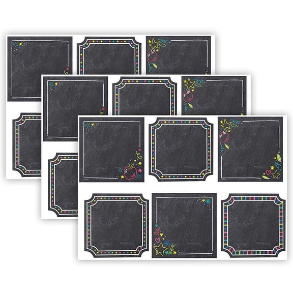 Creative Teaching Press Colorful Chalk Cards 6 Inch Designer Cut-Outs, 36 Per Pack, 3 Packs