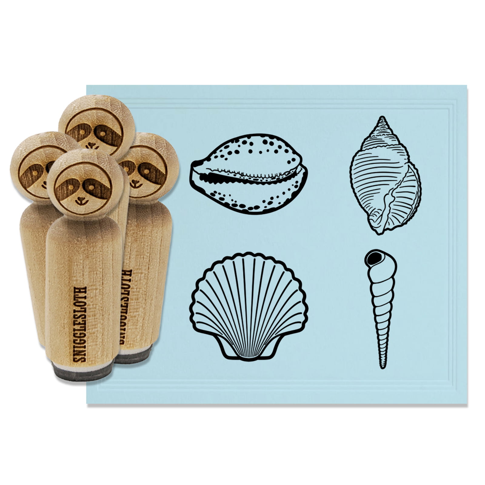 Tropical Beach Seashell Collection Rubber Stamp Set for Scrapbooking Crafting Stamping - Mini 1/2 Inch