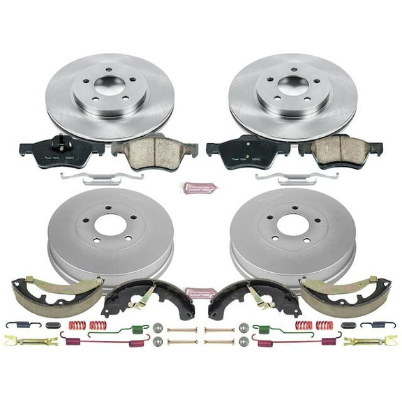 Front and Rear Brake Pad Rotor Shoe Drum Kit - Compatible with 2010 - 2012 Ford Escape 2011