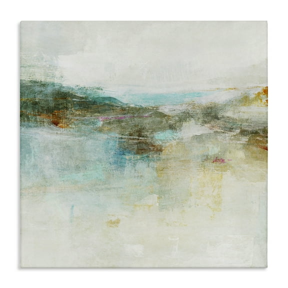 Stupell Industries Hills & Water Abstraction Abstract Painting Wrapped Canvas Art Print Wall Art, 17 x 17