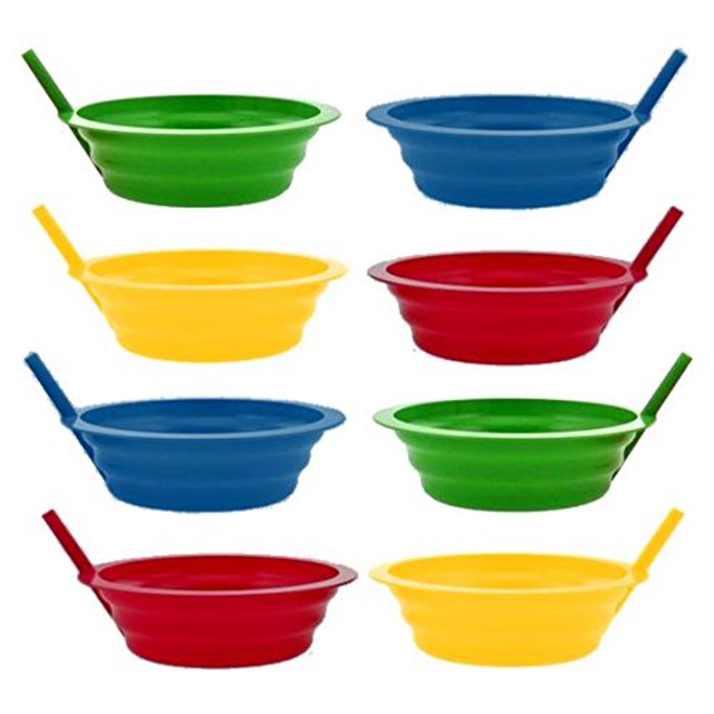 Green Direct SippyBowl 22oz Plastic Bowl with Builed in Straw for Kids
