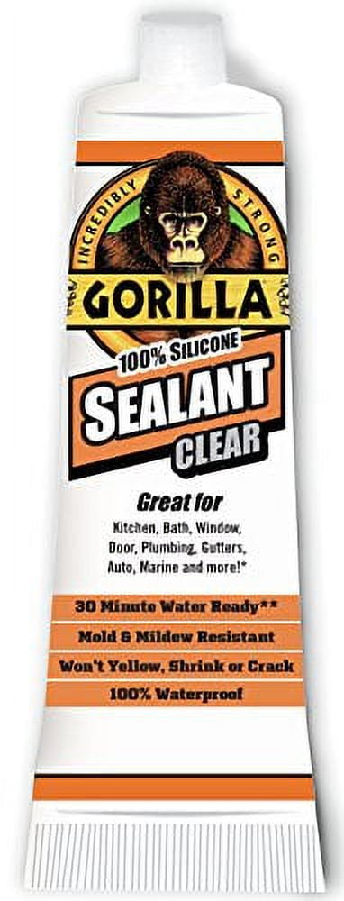 Gorilla 8090001 2.8 Ounce Squeeze Tube Clear Silicone Sealant, 1-Pack