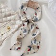 thumbnail image 5 of UJNDER Summer French Floral Print Silk-like Headband for Hair Wrap Scarf Bow Tie Soft Boho Style Head Tie Accessory Headbands for Women,01_Light Gray,One Size, 5 of 5