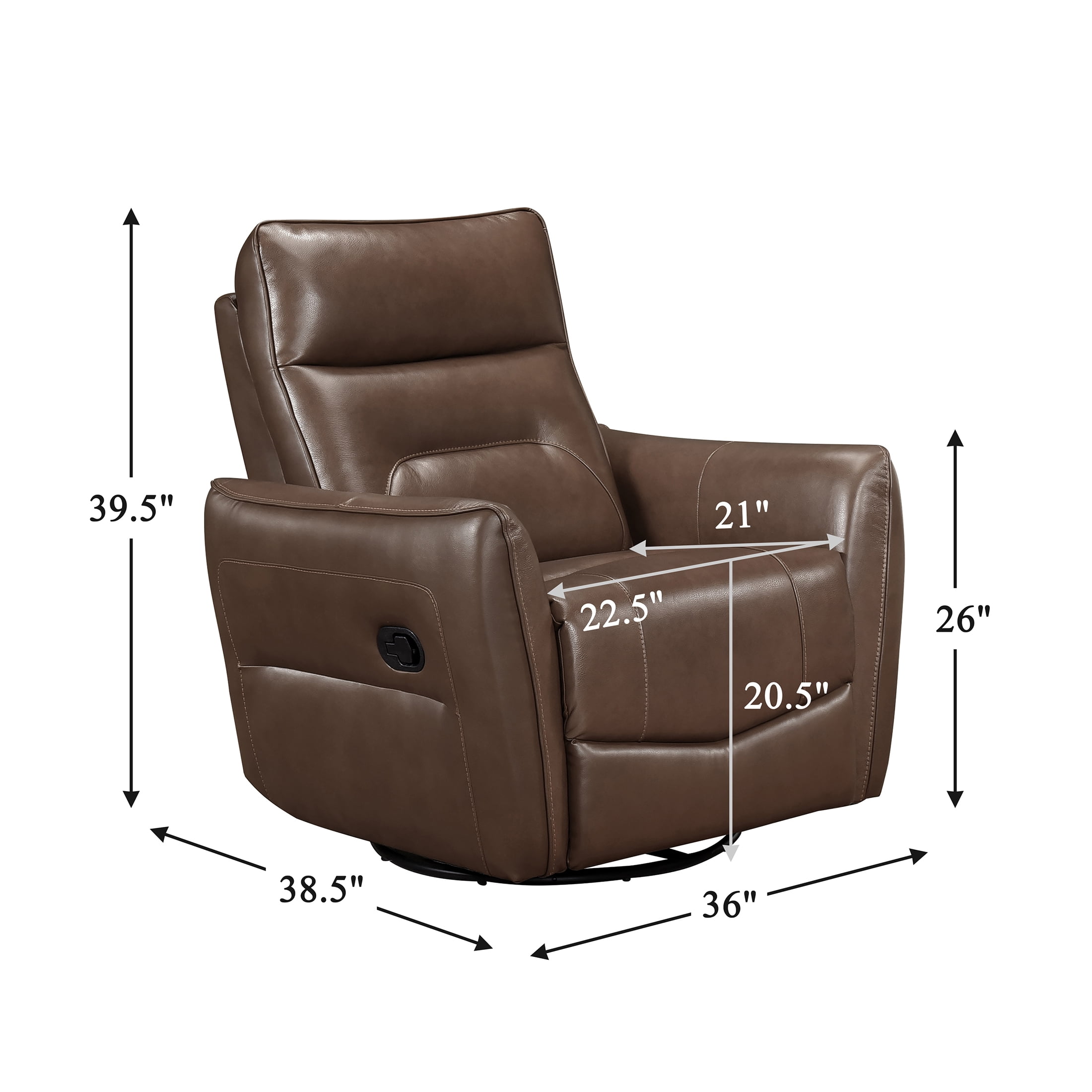 OakvillePark Pinebrae Leather Match Swivel Glider Reclining Chair, Toffee Brown