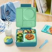 OmieBox Bento Box for Kids - Insulated Bento Lunch Box with Leak Proof Thermos Food Jar - 3 Compartments, Two Temperature Zones - (Meadow)