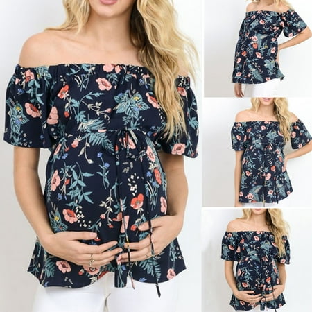 

Ovzne Maternity Clothing Summer Maternity Clothing Plus Size Women S Short Sleeve Tops Breastfeeding Off Shoulder Floral T-Shirt Maternity Maternity Clothing Xxl
