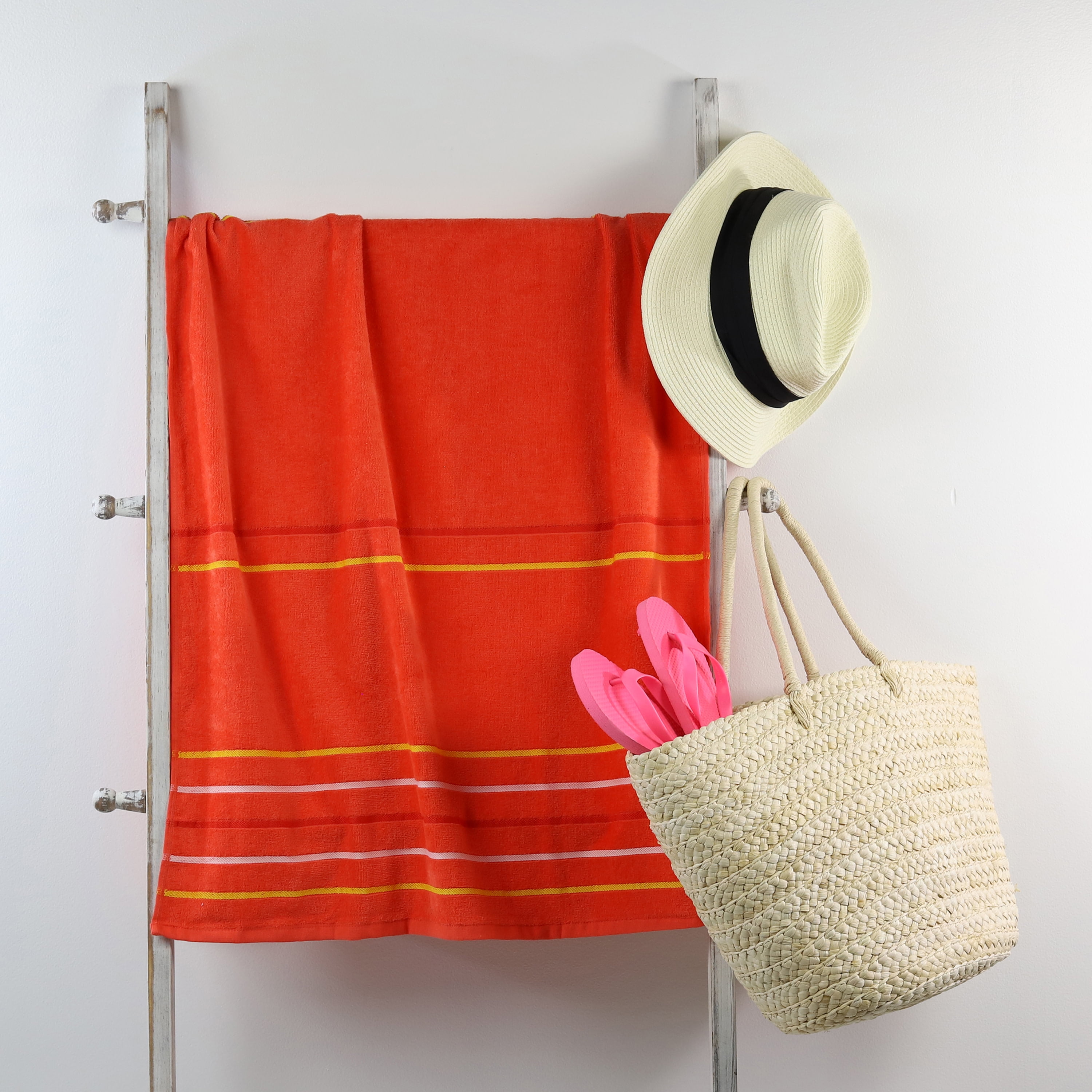 Mainstays Beach Towel, Orange Multistripe