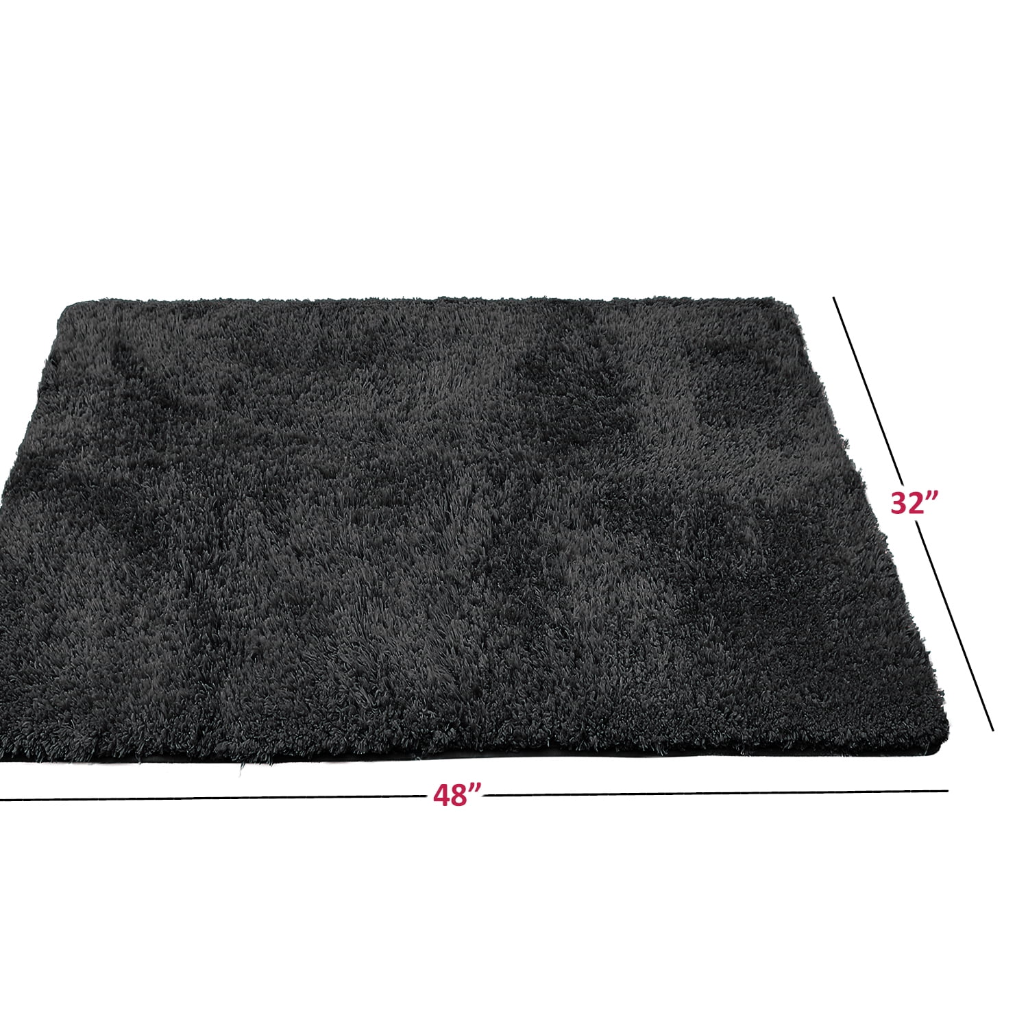 Clara Clark Set of 3 Absorbent Bath Mat Non-Slip Backing Rubber Bathroom Rugs, Large, 32x48, Black