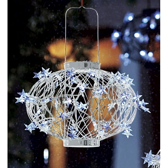 Small White Solar Star Holiday Lantern With 45 Led Lights Small White Solar Star Holiday Lantern With 45 Led Lights Com