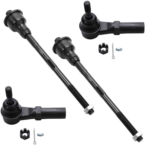 Detroit Axle - Front Tie Rods for Chevy Silverado Suburban Avalanche GMC Sierra Yukon XL 2500 2500HD 3500 3500HD Hummer H2, 4 Outer & Inner Tie Rod End Links Set Replacement