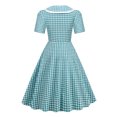 thumbnail image 3 of IROINNID A-Line Dress For Women Short Sleeve Round Neckline Summer Retro Casual Pullover Sexy Long Dress Strapless Plaid Dress, 3 of 6