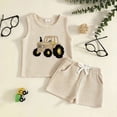 thumbnail image 2 of Splozh Baby Boy Summer Outfit Casual Waffle Outfits SleeveLess Tank Top Shorts Cute Summer Boys Beach Outfit Boys Vacation Set,Beige,3-4 Years, 2 of 5