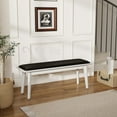 thumbnail image 4 of Kmax Entryway Bench, 46" Dining Bench with Wood Leg Rustic Upholstered Window Bench for Entrance Dining Room Living Room - PU Black, White Legs, 4 of 9
