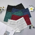thumbnail image 4 of Women Mid-waist Lace Boxer Briefs Solid Color Anti-Lighting Lace Panties Transparent Hollow Out Boyshorts, 4 of 10