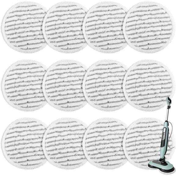 12 Pack Steam Mop Replacement Pads Fit for Shark Steam and Scrub Mop, Washable Reusable Steamer Pads for Various Floor Type for Shark S8201 S8001 S7001 S7201 S7000AMZ S7000 S7005 S7020 S7001C