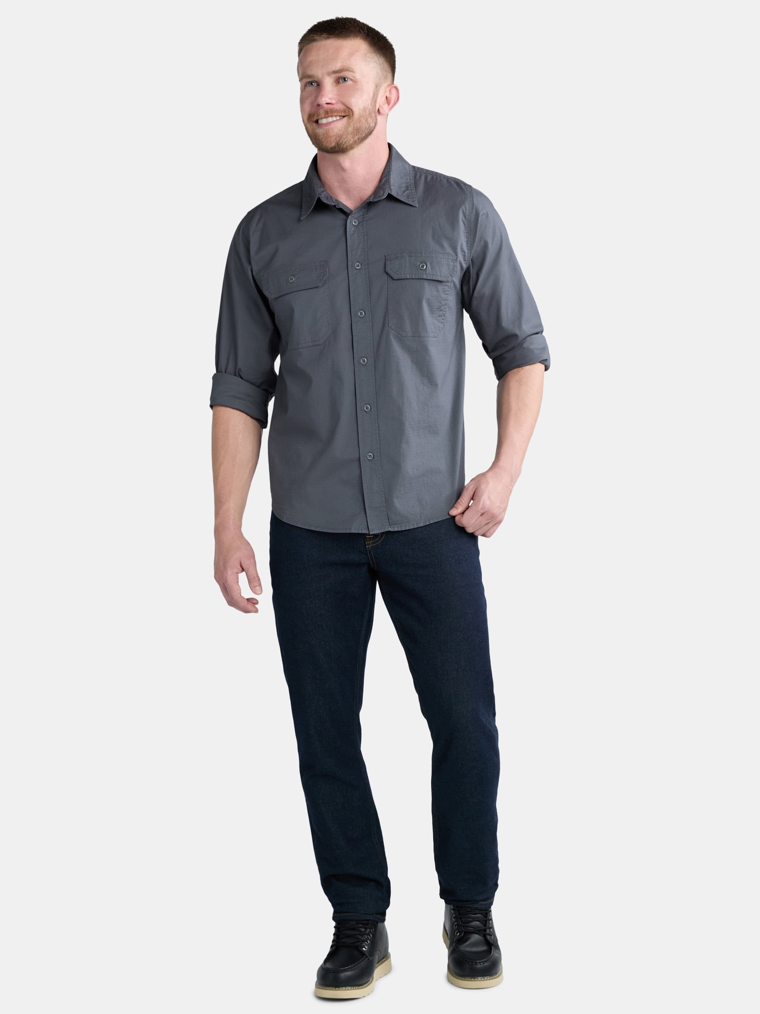 Brahma Men's Ripstop Work Shirt with Long Sleeves, Sizes S-5XL