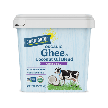 Carrington Farms Organic Coconut Oil & Ghee, Grass-Fed Tub, 12oz Cooked Full