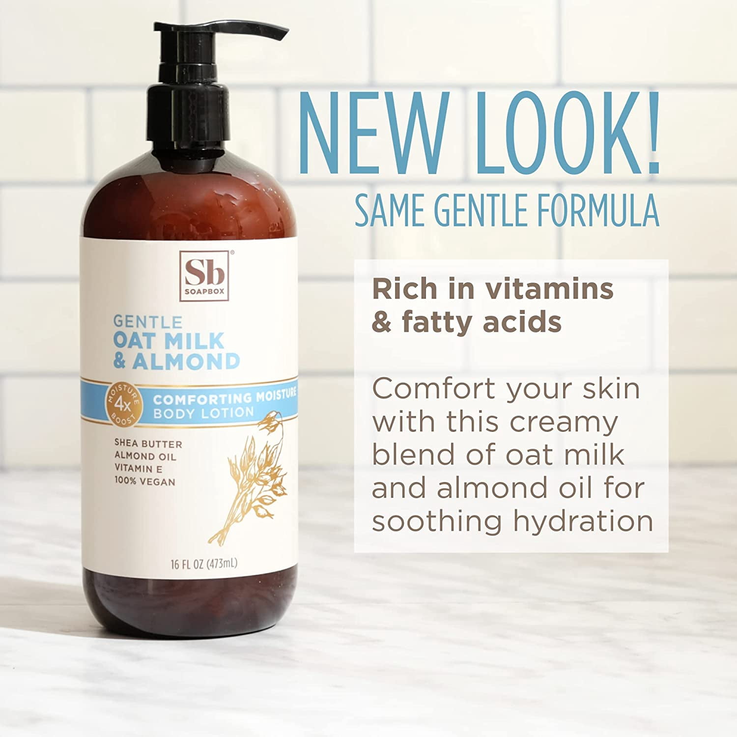 Soapbox Oat Milk & Almond Moisturizing Body Lotion with Shea Butter & Almond Oil | Body Lotion for Women & Men, Paraben Free, Vegan Lotion for Dry Skin, Smooth Skin (16oz, 3 Pack)
