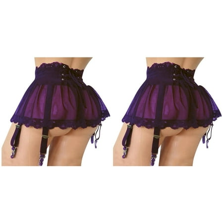 2 Pack Women Dress Lingerie Plus Size Bandage Garter Stocking Suspenders Garter Belt Lace Mesh Female Hot Skirt Underwear Lingerie plus Size Lingerie Long Lingerie for Women Lingerie for
