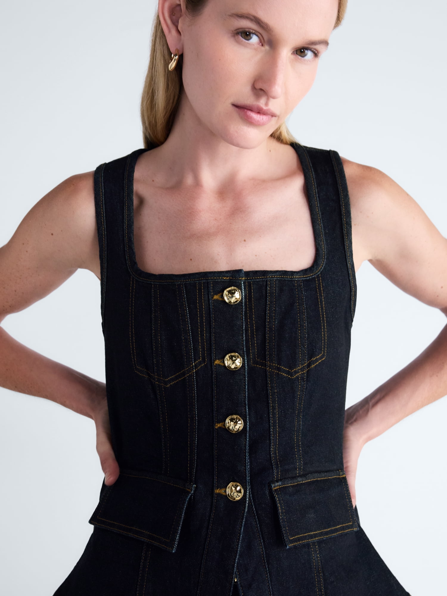 Scoop Women's and Women's Plus Denim Corset Top, Sizes XS-4X