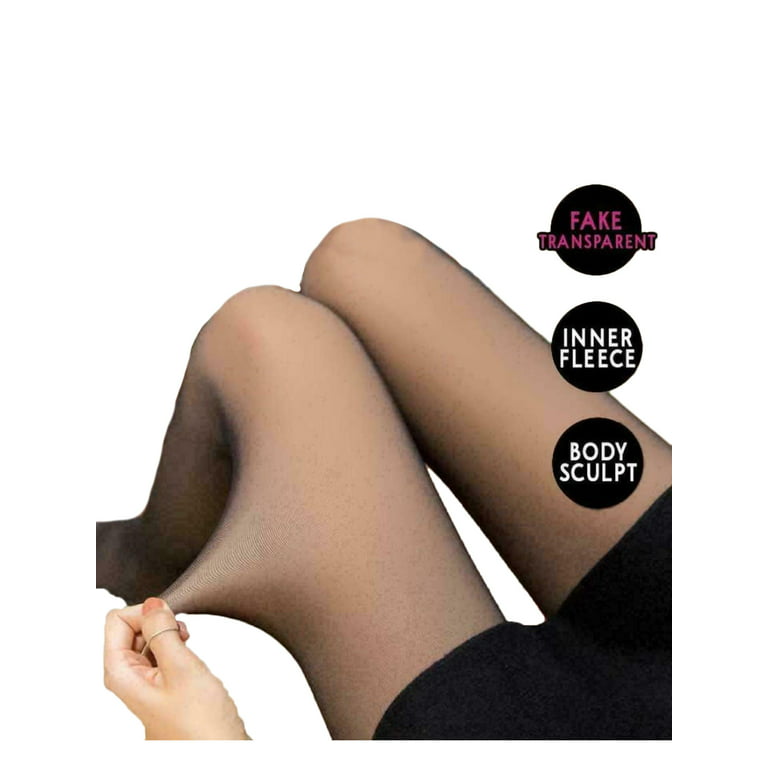 Women Fleece Winter Leggings Slim Legs Fake Translucent Warm(