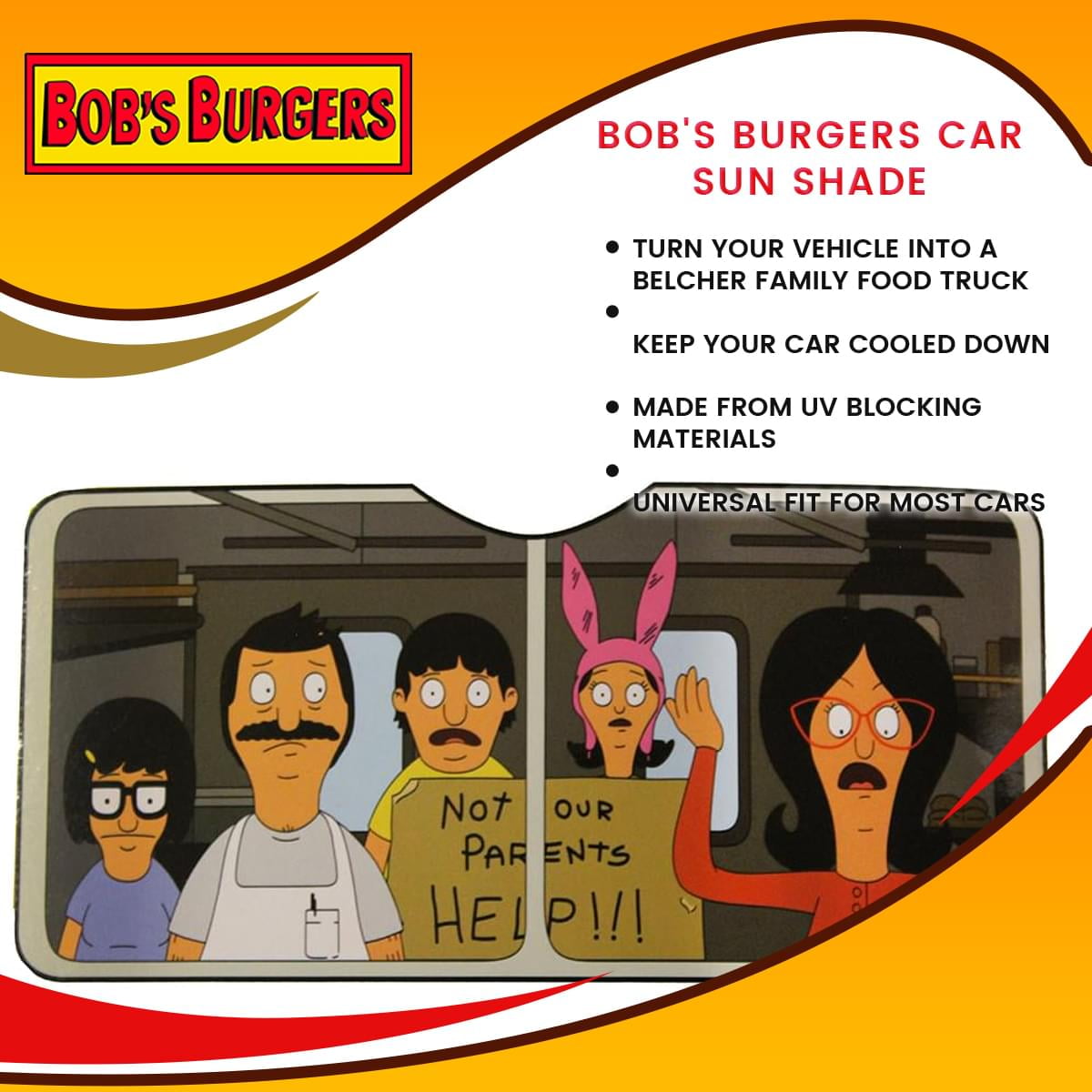 Hot Topic Bobs Burgers Help Accordion Sunshade