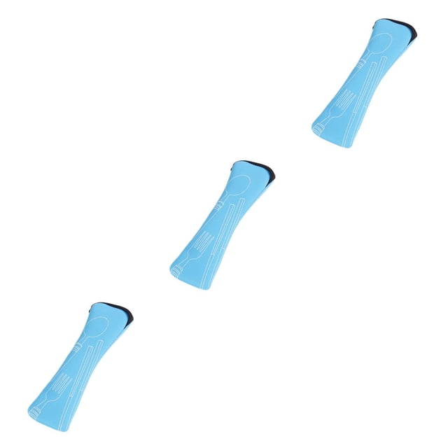 Toystoory Soportes para vajilla Vajilla de viaje ligera Bolsa de tela Lavable Almuerzo Cremallera Estuche Cuchara Bolsas Estuches de jardín Azul Azul 3piezas Toystoory CBP049610