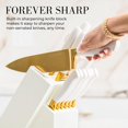 thumbnail image 3 of Styled Settings Gold and White Knife Set with Block, 14-Piece Self-Sharpening Titanium-Coated Stainless Steel Knives, 3 of 9