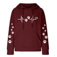 thumbnail image 3 of skpabo Women loose causal Sweatshirt Long Sleeve Hooded Sweater Dog Paw Heart Printed Round Neck Hooded Long Sleeve Hooded Top Sweatshirt with drawstring for holiday outgoing size, 3 of 3