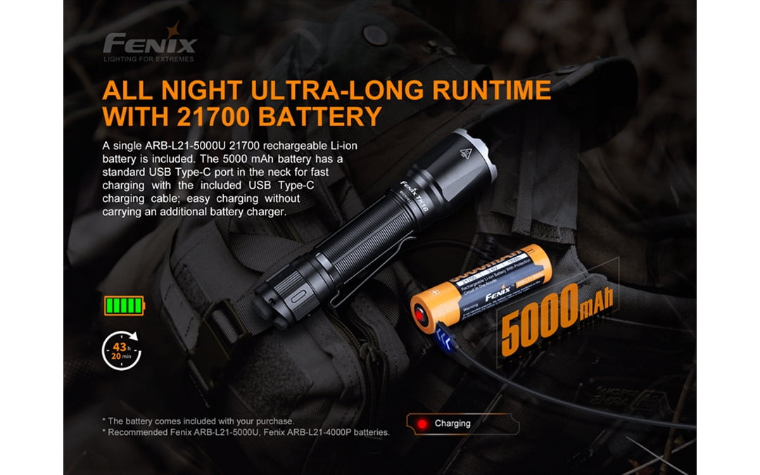 Fenix TK16 V2 3100 Lumen Long Throw Rechargeable Flashlight with LumenTac Battery Organizer