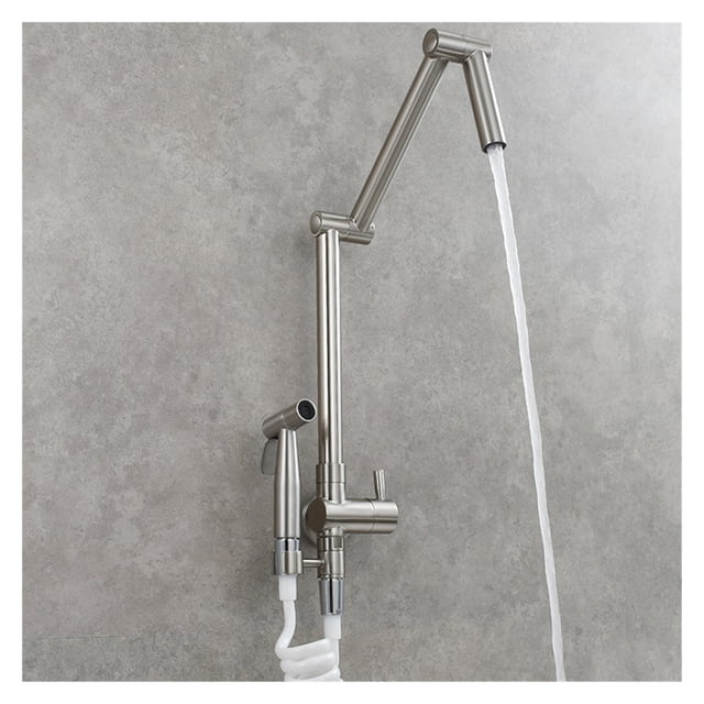 In-wall Single Cold Folding Faucet Spray Gun Set Kitchen Wash Basin Lengthened Telescopic Rotating Faucet ,Effortless Installation