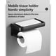 thumbnail image 5 of Advancent Rollo de pañuelos sin perforaciones con soporte para teléfono móvil Estante de papel higiénico Estante de almacenamiento de aluminio Hardware Cocina y Comedor Negro Advancent HA066928-02, 5 of 6