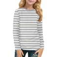 thumbnail image 4 of CCRFTGI Long Sleeve Big Sister Shirts for Girls Size 6-7 Funny Light Gray Striped T shirts for kids Trendy Crew Neck Tshirts Soft Fall Spring Tee Tops Light Gray 7-8 Years, 4 of 4