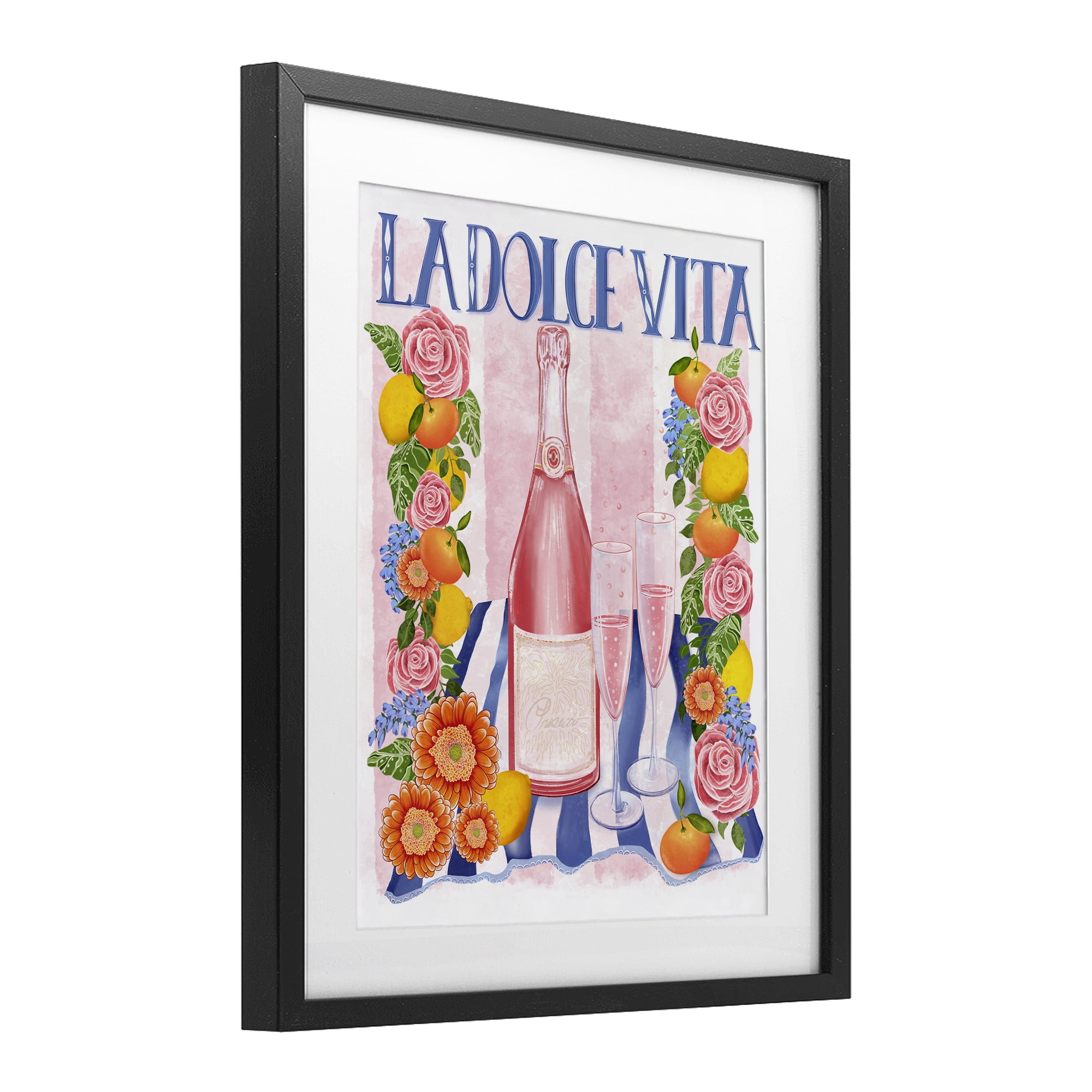 Stupell Industries Pink Champagne Picnic Black Framed Print Under Glass, design by Lori Mosley