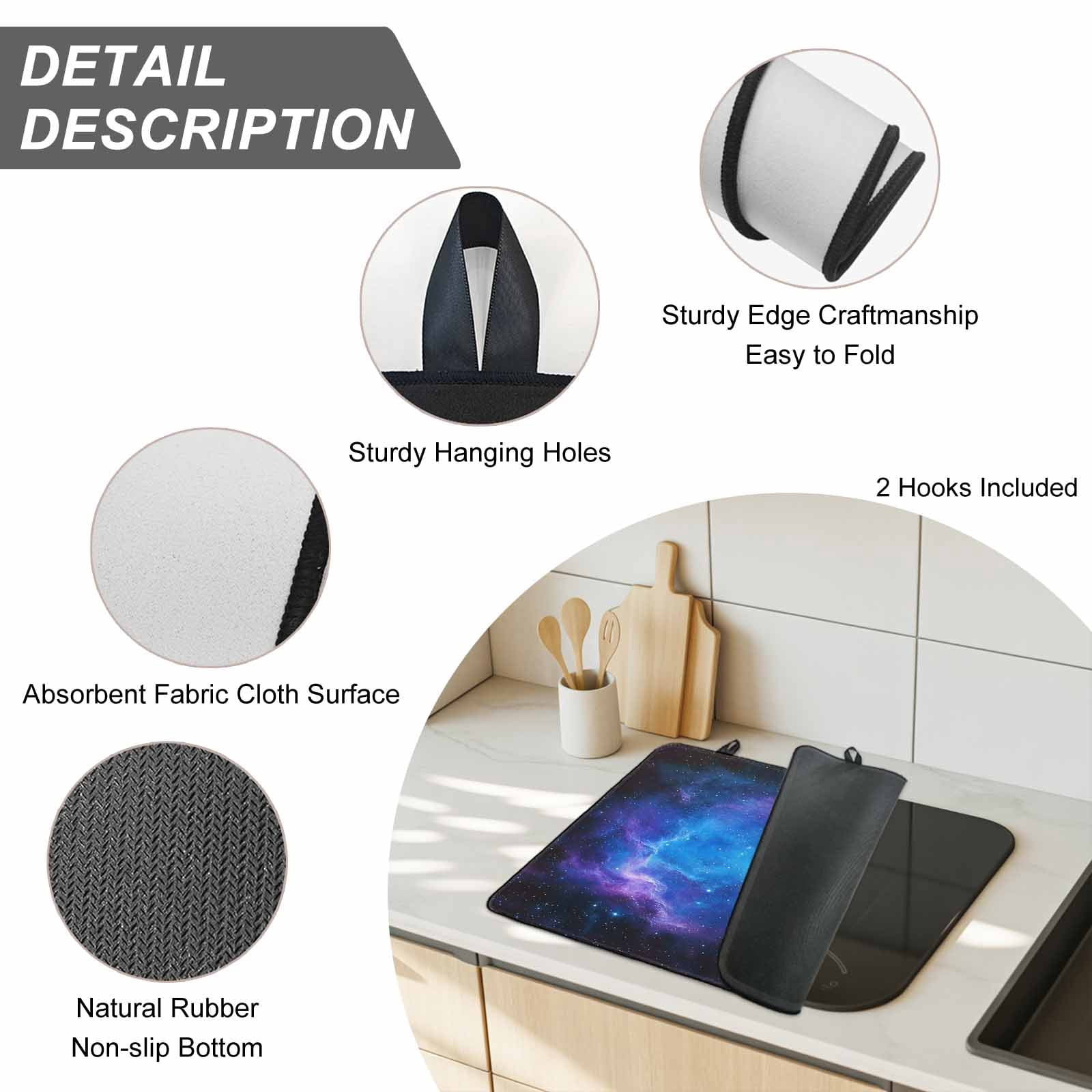 Blue Purple Stove Top Cover for Electric Stove, Heat-proof & Non Slip Glass Top Stove Cover Protector, Modern Abstract Night Sky Stars Kitchen Flat Cooktop Rubber Mat 24x21 Inches