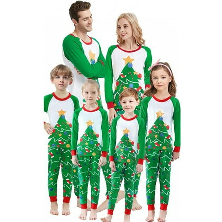 

Ma&Baby Family Matching Christmas Pajamas Set Dad Mom Kids Xmas Tree Pattern Sleepwear Pjs Set